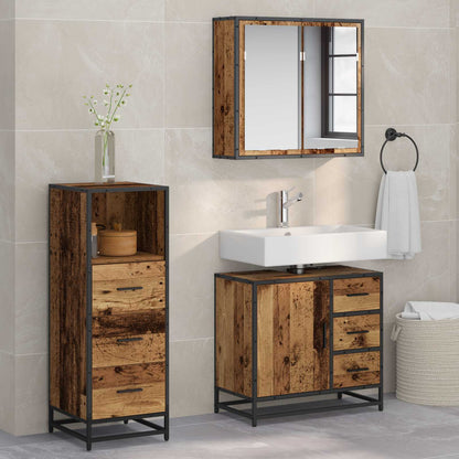 Set di mobili per il bagno con cassetto 3 pcs Legno vecchio | homemem39