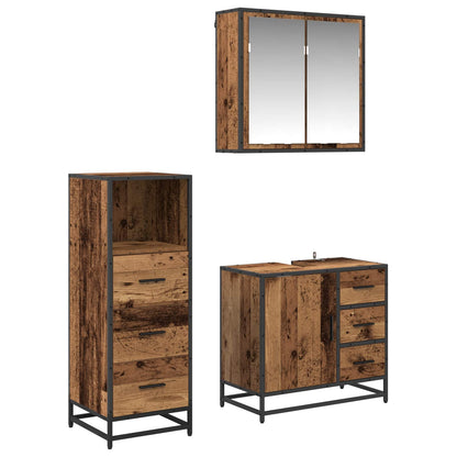 Set di mobili per il bagno con cassetto 3 pcs Legno vecchio | homemem39