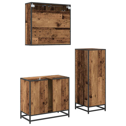 Set di mobili per il bagno con cassetto 3 pcs Legno vecchio | homemem39