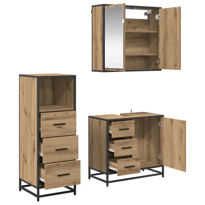 Set di mobili per il bagno 3 pz Rovere artigianale | homemem39
