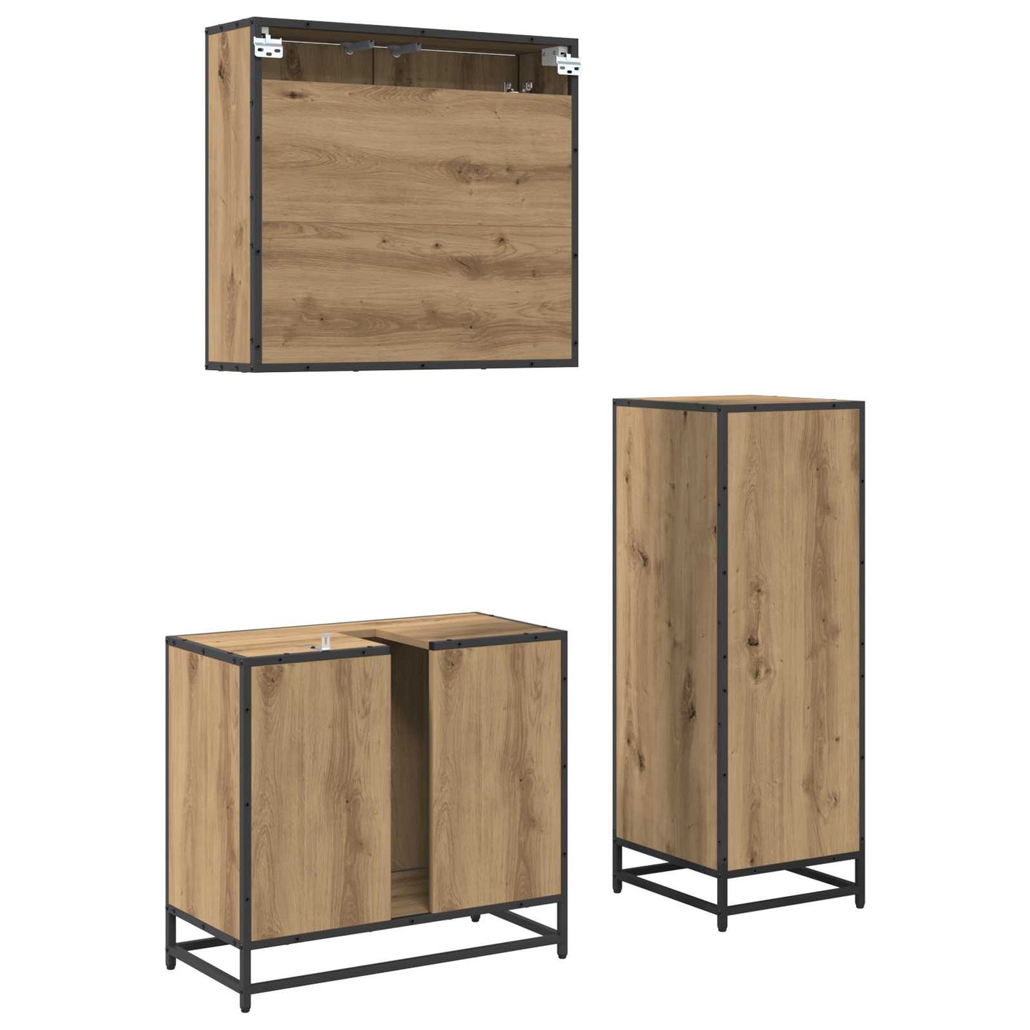 Set di mobili per il bagno 3 pz Rovere artigianale | homemem39