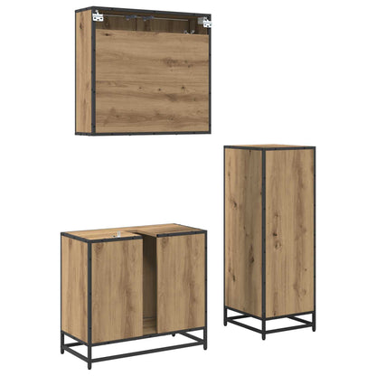 Set di mobili per il bagno 3 pz Rovere artigianale | homemem39