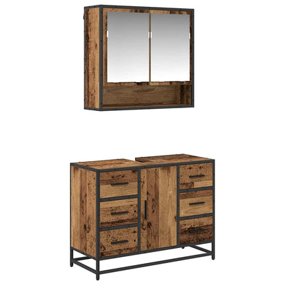 Set di mobili per il bagno con cassetto 2 pcs Legno vecchio | homemem39