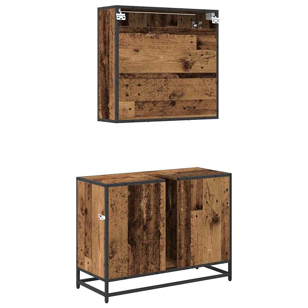 Set di mobili per il bagno con cassetto 2 pcs Legno vecchio | homemem39