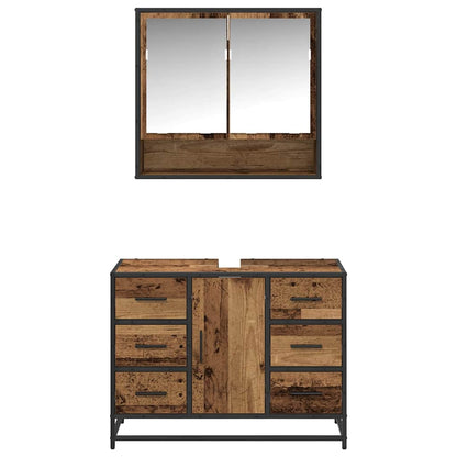 Set di mobili per il bagno con cassetto 2 pcs Legno vecchio | homemem39