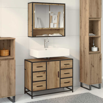 Set di mobili per il bagno 2 pz Rovere artigianale | homemem39