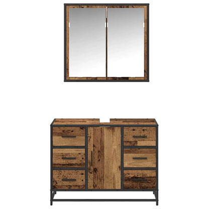 Set di mobili per il bagno con cassetto 2 pcs Legno vecchio | homemem39