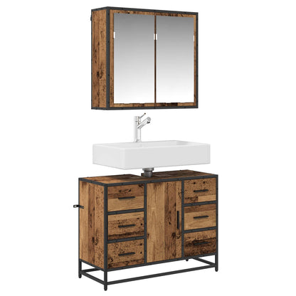 Set di mobili per il bagno con cassetto 2 pcs Legno vecchio | homemem39