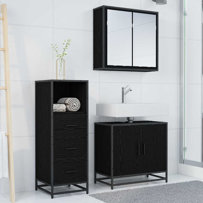 Set di mobili per il bagno 3 pcs Rovere Nero Legno multistrato | homemem39