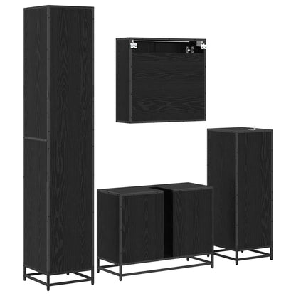 Set di mobili per il bagno 4 pcs Rovere Nero Legno multistrato | homemem39