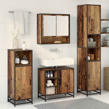 Set di mobili per il bagno con lo scaffale 3 pcs Legno vecchio