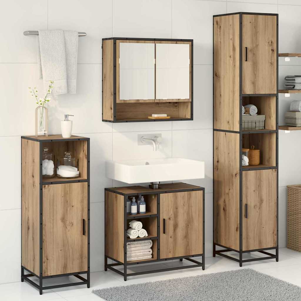 Set di mobili per il bagno 3 pz Rovere artigianale | homemem39