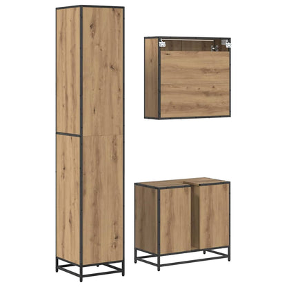 Set di mobili per il bagno 3 pz Rovere artigianale | homemem39