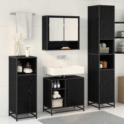 Set di mobili per il bagno 3 pcs Rovere Nero Legno multistrato
