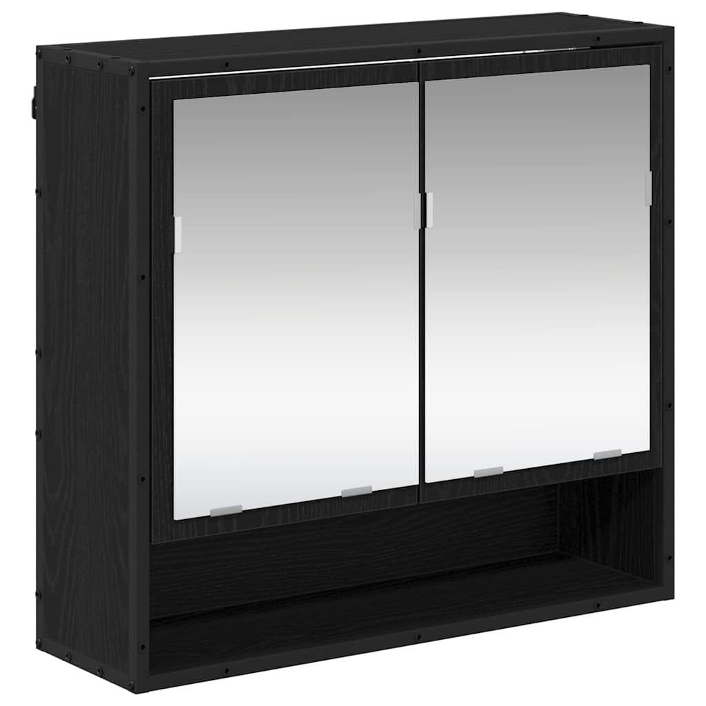 Set di mobili per il bagno 3 pcs Rovere Nero Legno multistrato