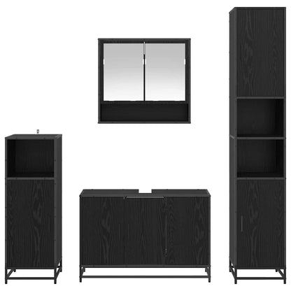 Set di mobili per il bagno 4 pcs Rovere Nero Legno multistrato | homemem39