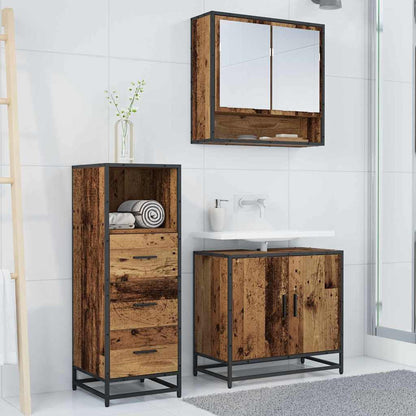 Set di mobili per il bagno con cassetto 3 pcs Legno vecchio
