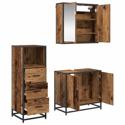 Set di mobili per il bagno con cassetto 3 pcs Legno vecchio | homemem39