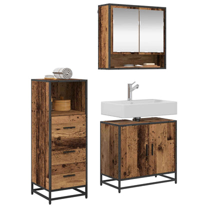 Set di mobili per il bagno con cassetto 3 pcs Legno vecchio | homemem39