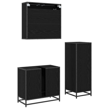 Set di mobili per il bagno 3 pcs Rovere Nero Legno multistrato | homemem39