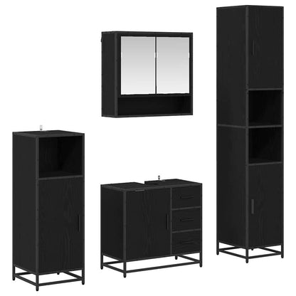 Set di mobili per il bagno 4 pcs Rovere Nero Legno multistrato | homemem39