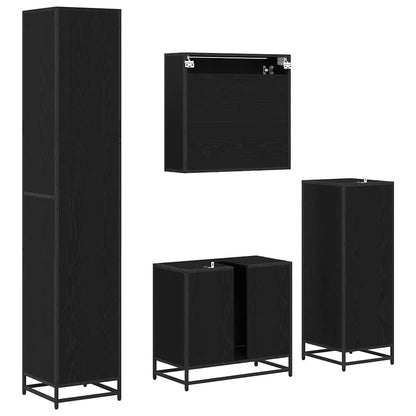 Set di mobili per il bagno 4 pcs Rovere Nero Legno multistrato | homemem39