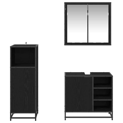 Set di mobili per il bagno 3 pcs Rovere Nero Legno multistrato | homemem39