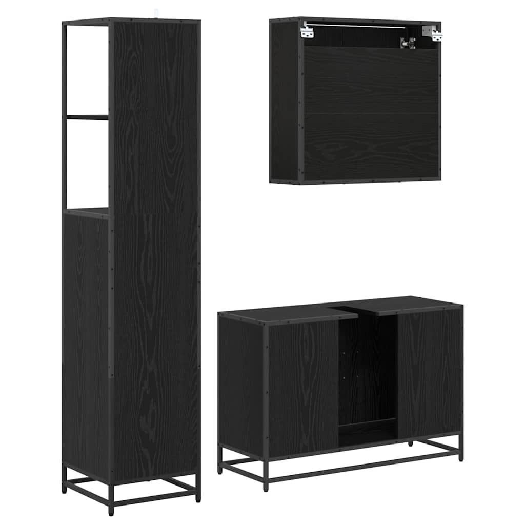 Set di mobili per il bagno con cassetto 3 pcs Legno vecchio | homemem39