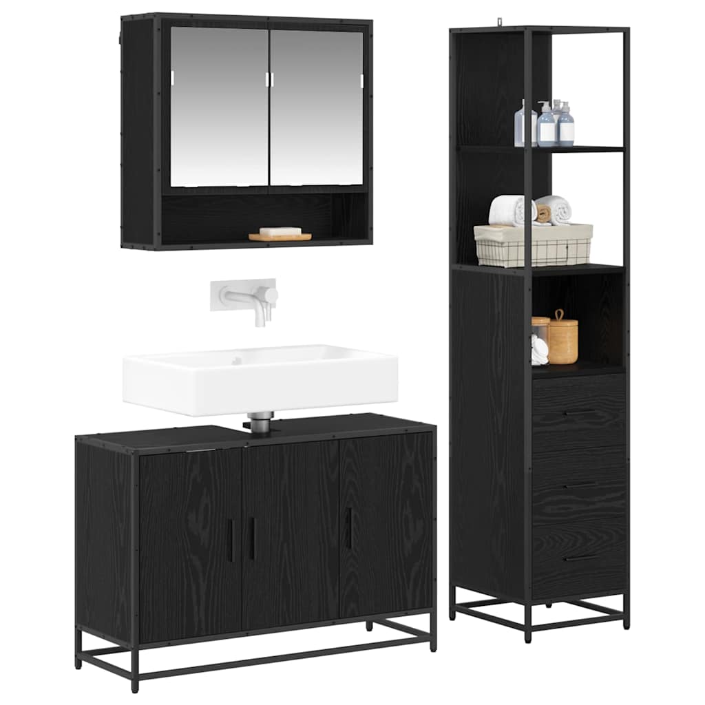 Set di mobili per il bagno con cassetto 3 pcs Legno vecchio | homemem39