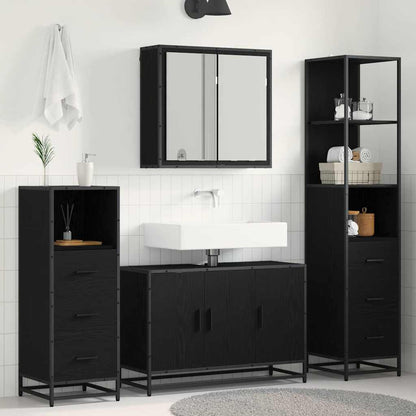 Set di mobili per il bagno 3 pcs Rovere Nero Legno multistrato | homemem39