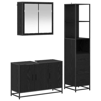 Set di mobili per il bagno 3 pcs Rovere Nero Legno multistrato | homemem39