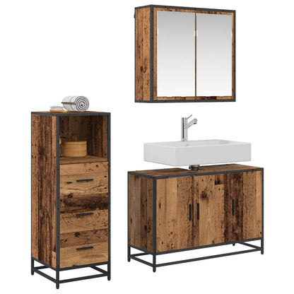 Set di mobili per il bagno con cassetto 3 pcs Legno vecchio | homemem39