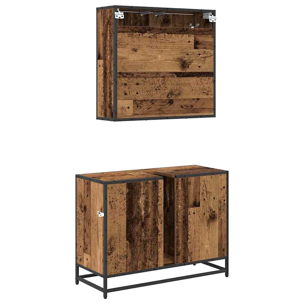 Set di mobili per il bagno con lo scaffale 2 pcs Legno vecchio | homemem39