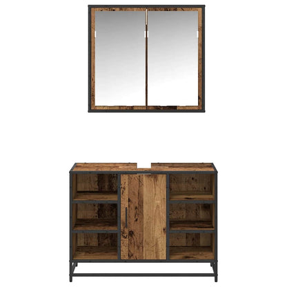 Set di mobili per il bagno con lo scaffale 2 pcs Legno vecchio | homemem39