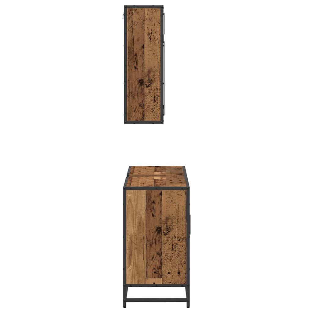 Set di mobili per il bagno con lo scaffale 2 pcs Legno vecchio | homemem39