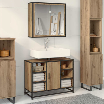 Set di mobili per il bagno 2 pz Rovere artigianale | homemem39