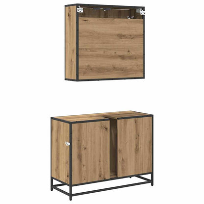 Set di mobili per il bagno 2 pz Rovere artigianale | homemem39