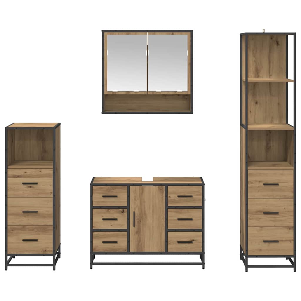Set di mobili per il bagno 4 pz Rovere artigianale | homemem39