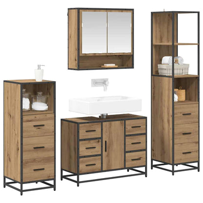 Set di mobili per il bagno 4 pz Rovere artigianale | homemem39