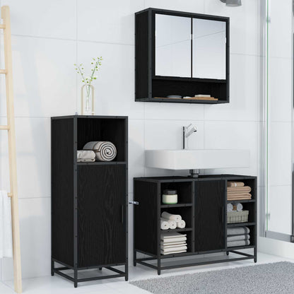 Set di mobili per il bagno 3 pcs Rovere Nero Legno multistrato | homemem39