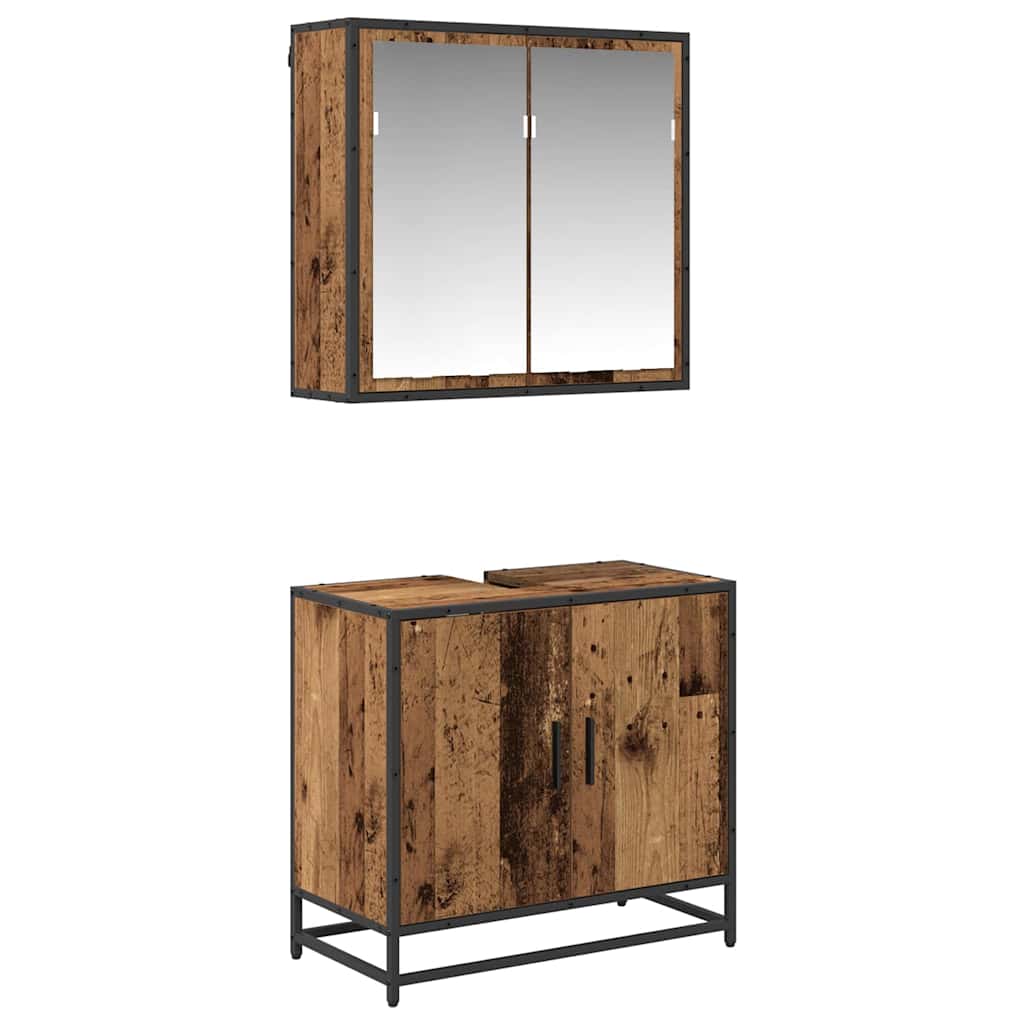 Set di mobili per il bagno con lo scaffale 2 pcs Legno vecchio | homemem39
