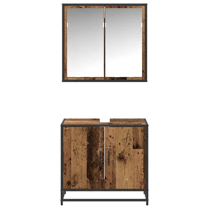 Set di mobili per il bagno con lo scaffale 2 pcs Legno vecchio | homemem39