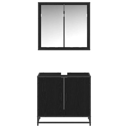 Set di mobili per il bagno 2 pcs Rovere Nero Legno multistrato | homemem39