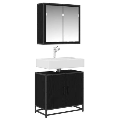 Set di mobili per il bagno 2 pcs Rovere Nero Legno multistrato | homemem39