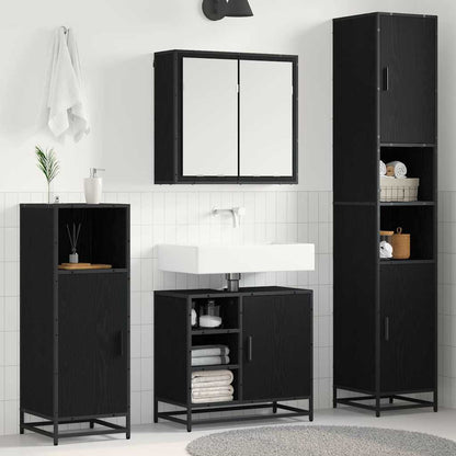 Set di mobili per il bagno 4 pcs Rovere Nero Legno multistrato