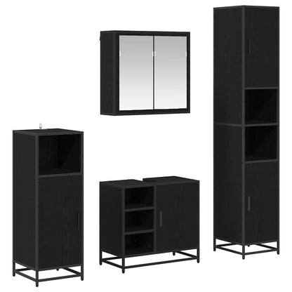 Set di mobili per il bagno 4 pcs Rovere Nero Legno multistrato