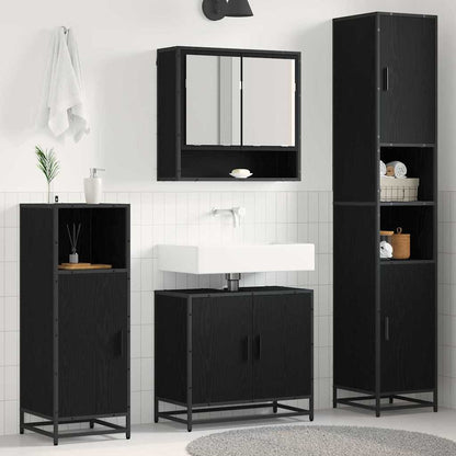 Set di mobili per il bagno 4 pcs Rovere Nero Legno multistrato | homemem39
