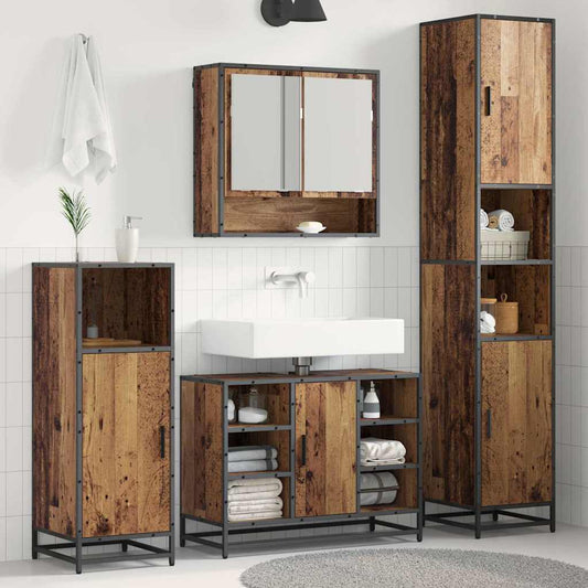 Set di mobili per il bagno con lo scaffale 3 pcs Legno vecchio