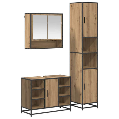 Set di mobili per il bagno 3 pz Rovere artigianale | homemem39