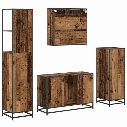 Set di mobili per il bagno con cassetto 4 pcs Legno vecchio | homemem39